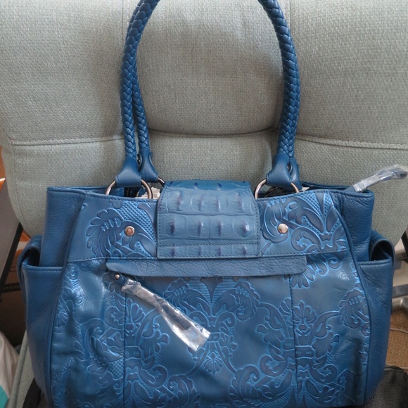 💗 SHARIF NWT LEATHER Hand Tooled Satchel Handbag - Beautiful Detail & Lining!💗 - Picture 8 of 14